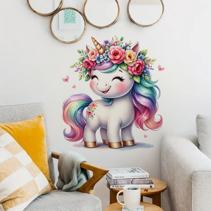 Home Bathroom Window - Hermosa pegatina de unicornio de acuarela,