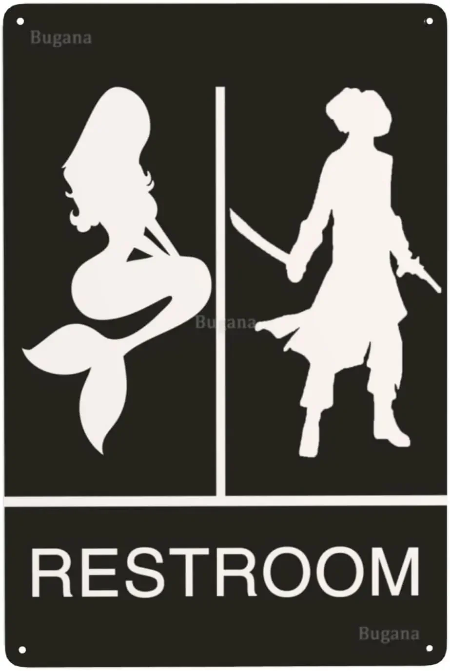 Home Bathroom Toilet - Letrero Metálico Vintage de Sirena Pirata