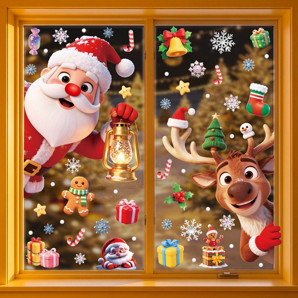 Home Bathroom Window - Pegatinas de Navidad con Diseño de
