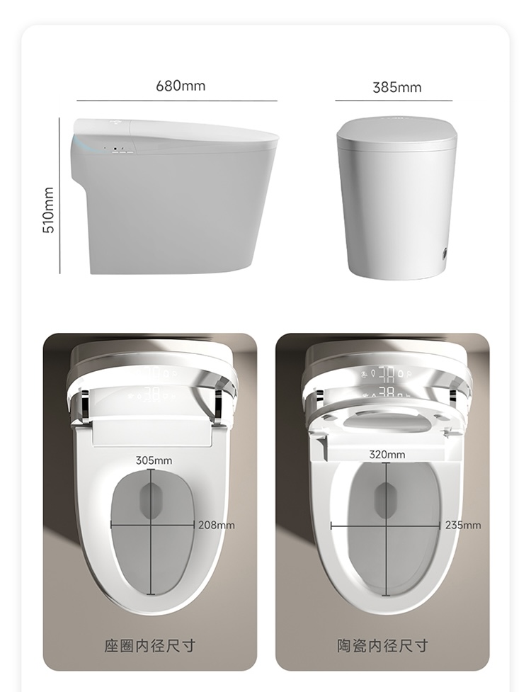 Home Bathroom Toilet - Inodoro Inteligente con Descarga Automática, Higiénico,