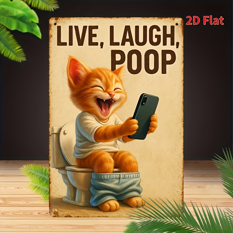 Home Bathroom Toilet - Divertido gato en el baño, arte