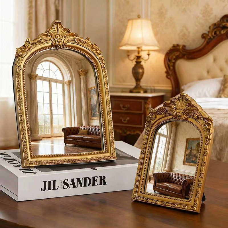 Home Living Bathroom Vanity - Espejo Decorativo Arqueado Tallado, Espejo Vintage