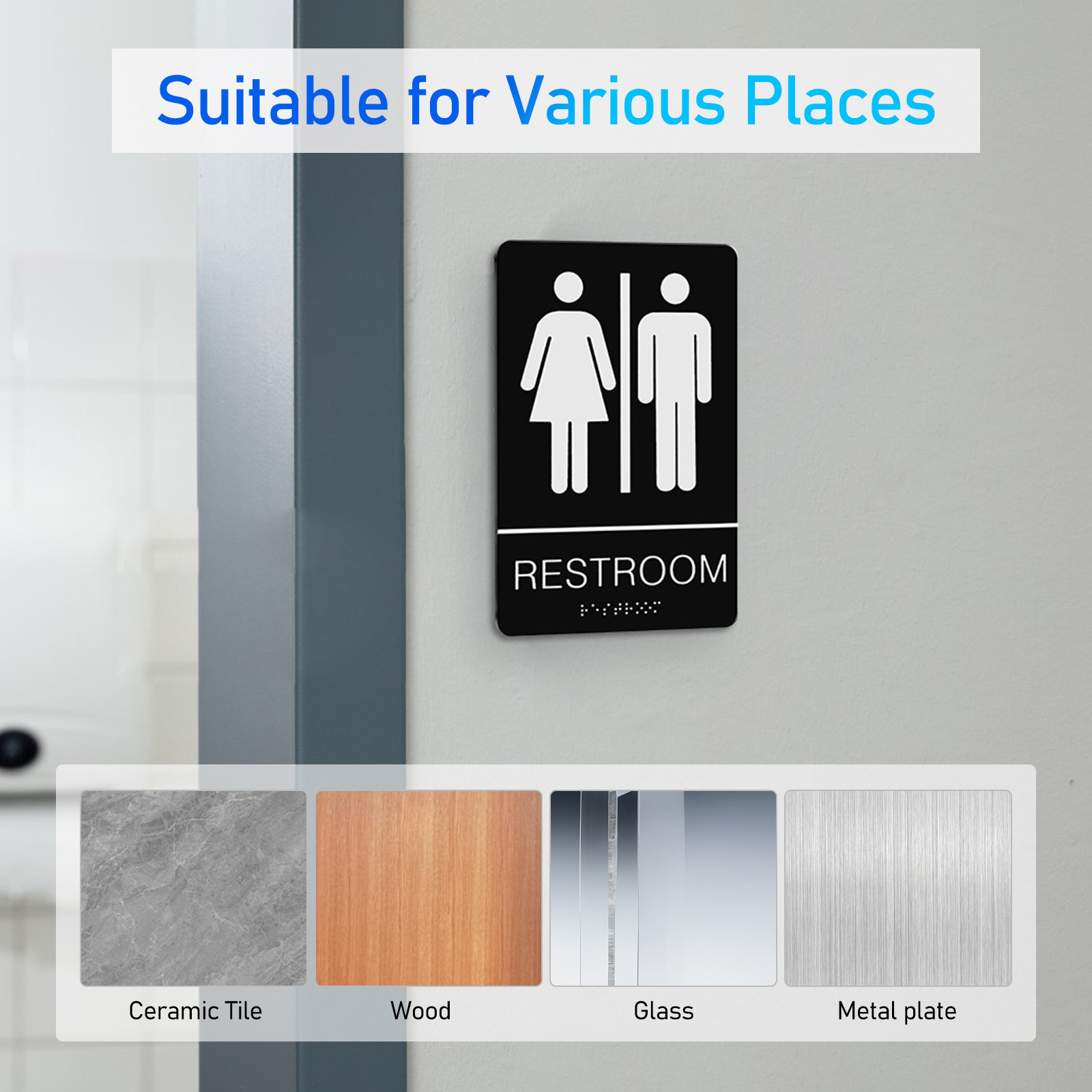 Señal de Baño en Braille Unise - Home Bathroom Toilet reseña y precio