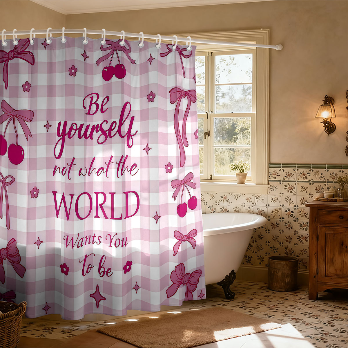 Cortina de ducha con estampado - Home Bathroom Partition reseña y precio